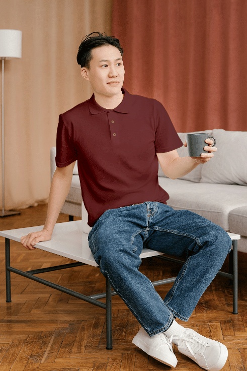 Relaxed Elegance Maroon Polo T-Shirt