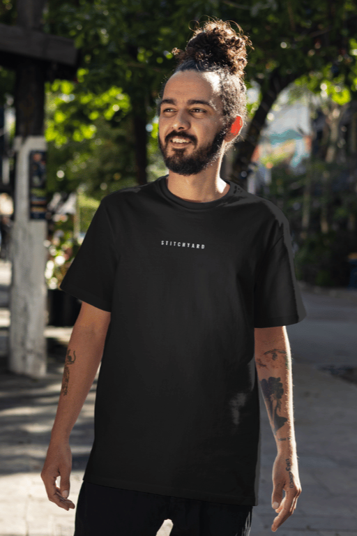 Heavy Terry Signature Black Oversized T-Shirt
